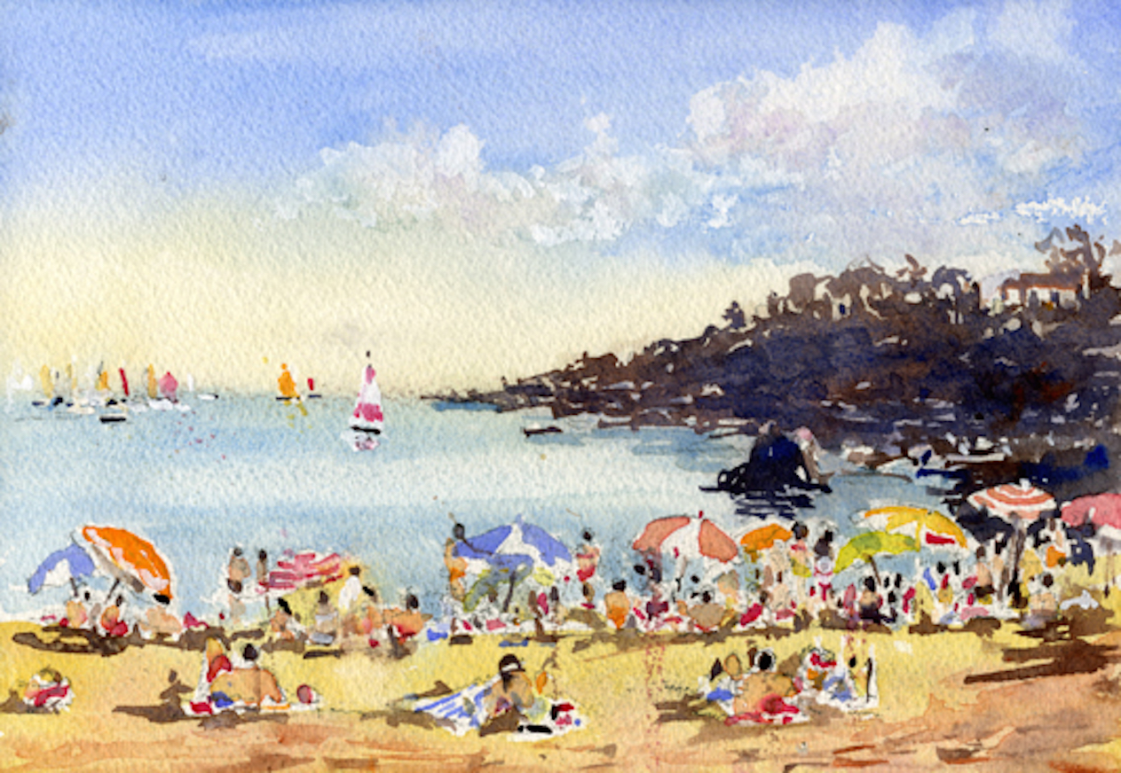 beach scene watercolour