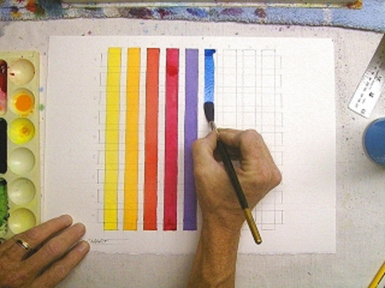 Watercolor Technique For Testing Colors By Making A Color Grid Beebly S Watercolor Painting