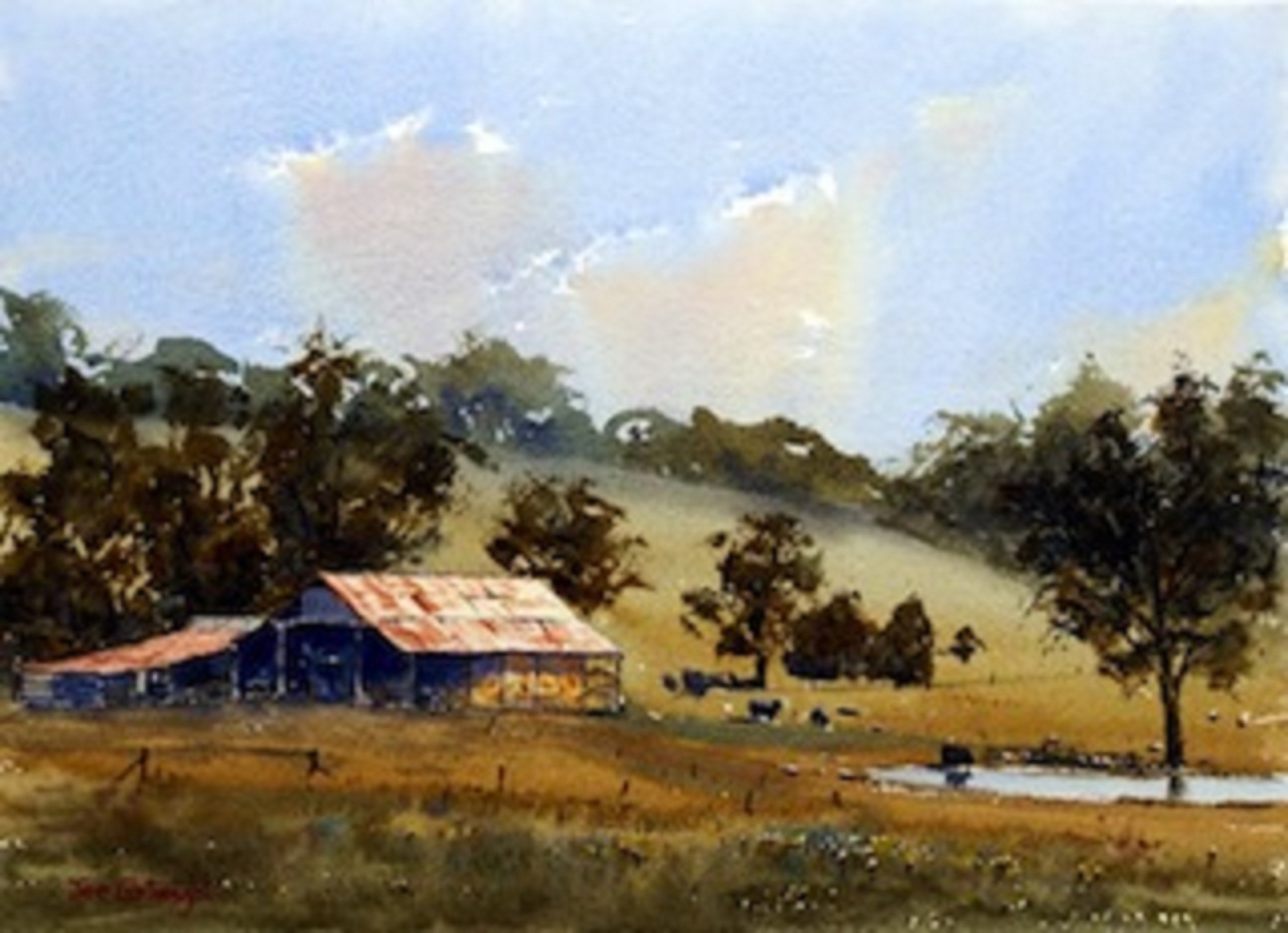 "Bringelly Farm" © Joe Cartright www.paintingwithwatercolors.com