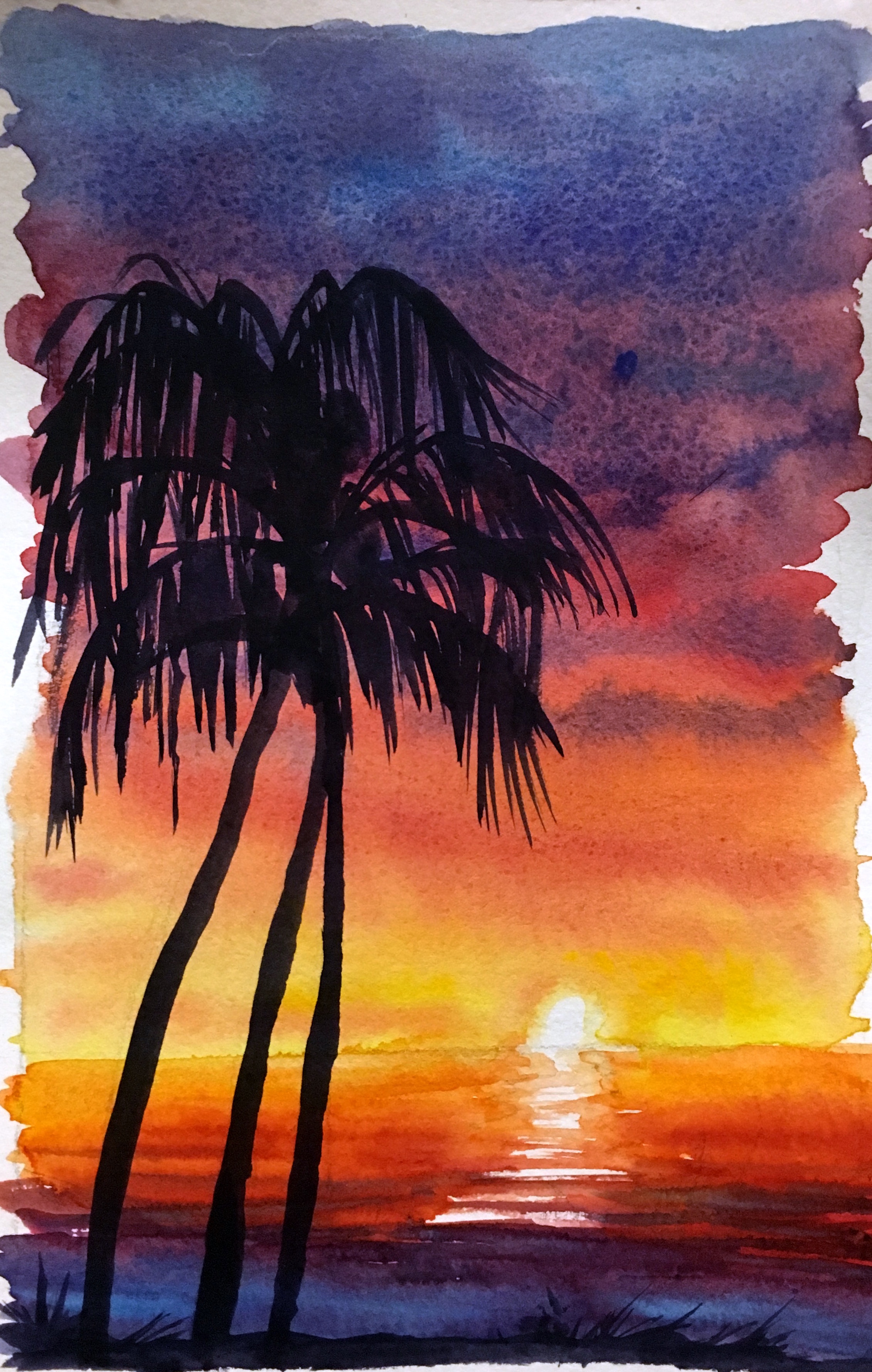 how to paint a sunset with watercolors