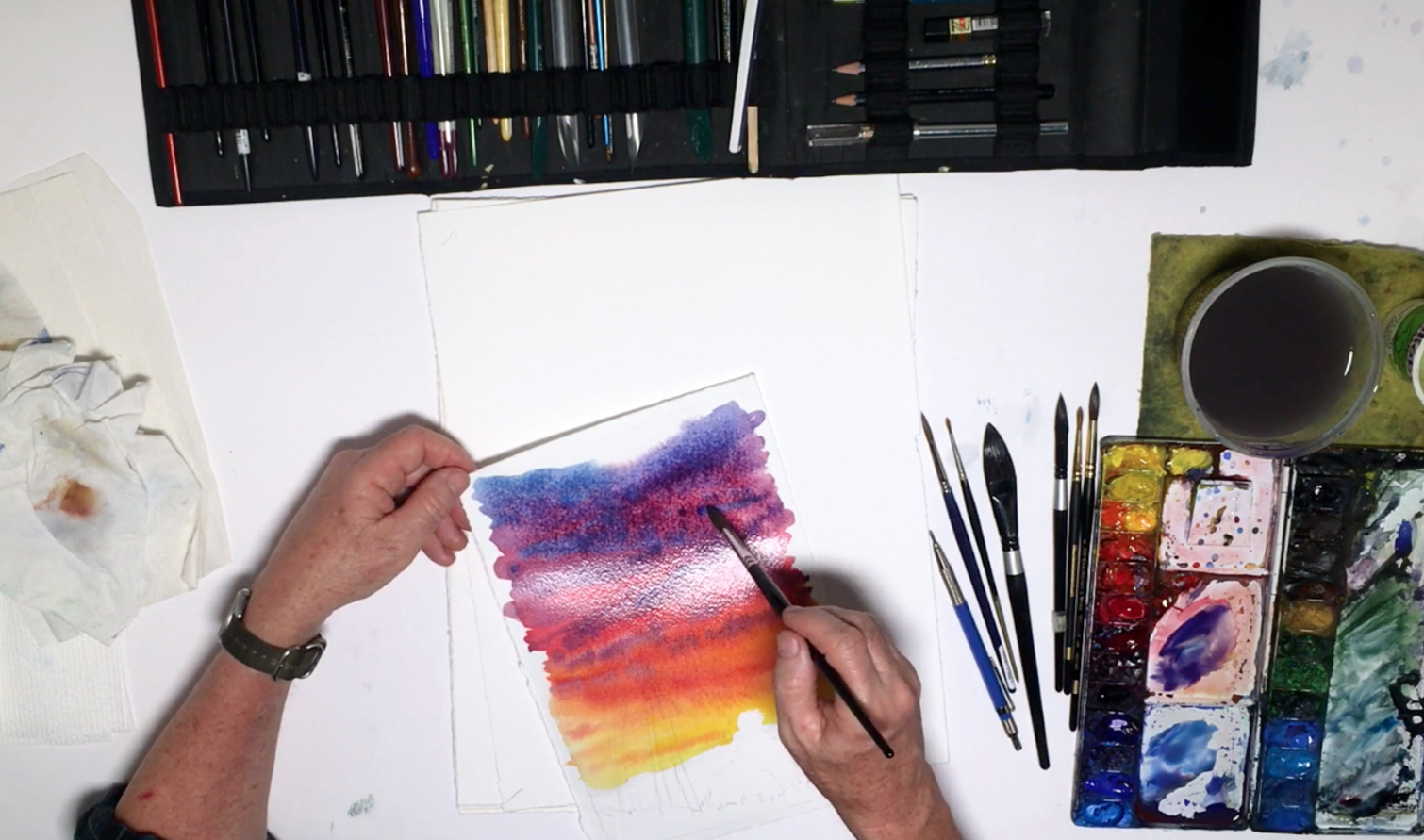 How To Watercolor Paint A Sunset Sky Without Reference Images - Beebly