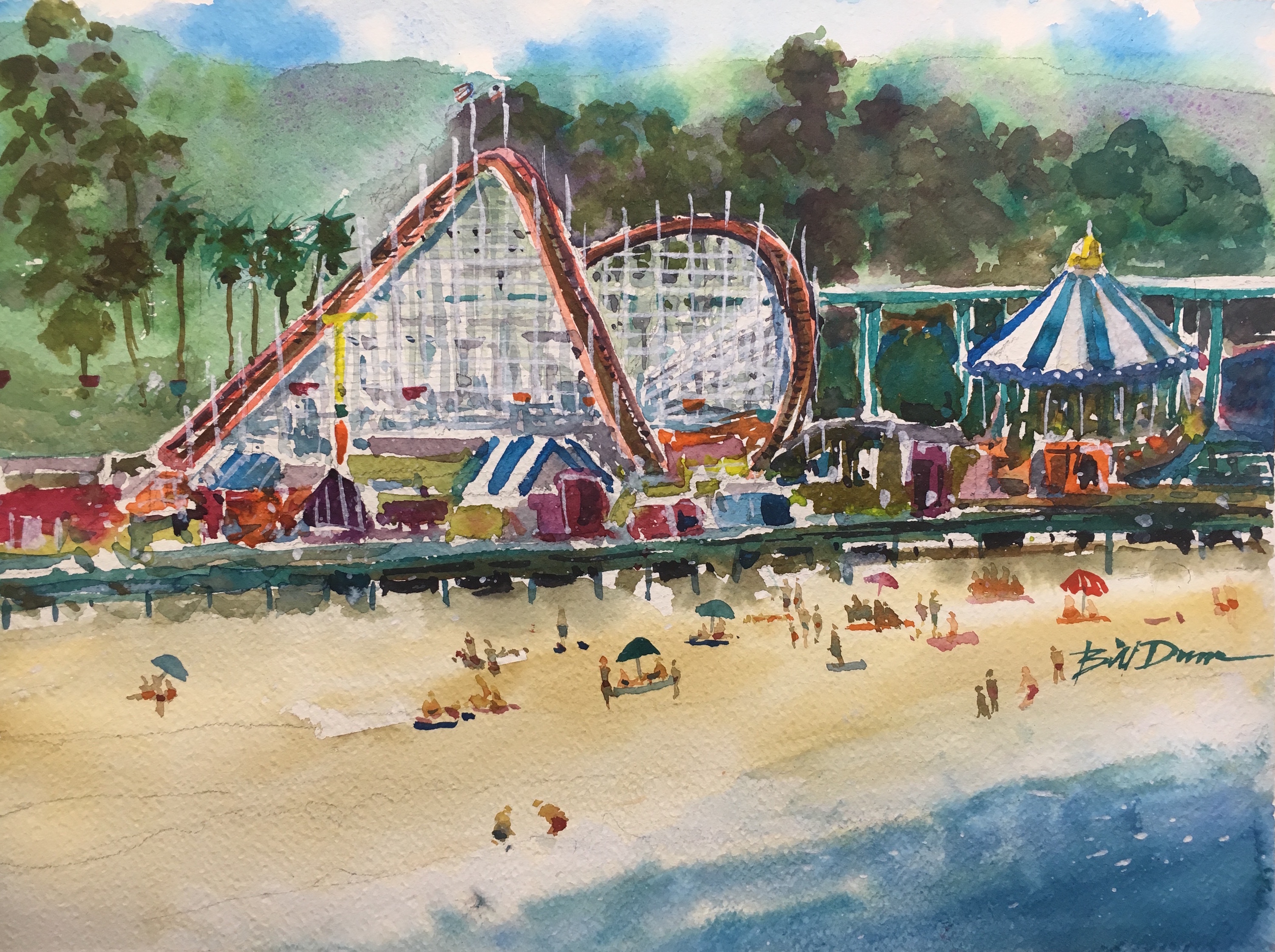 Watercolor Tutorial On A Colorful Amusement Park