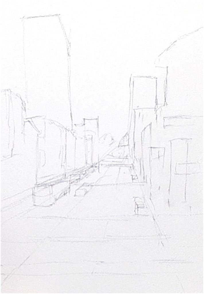 perspective-painting-cityscape-chinatown-sketch