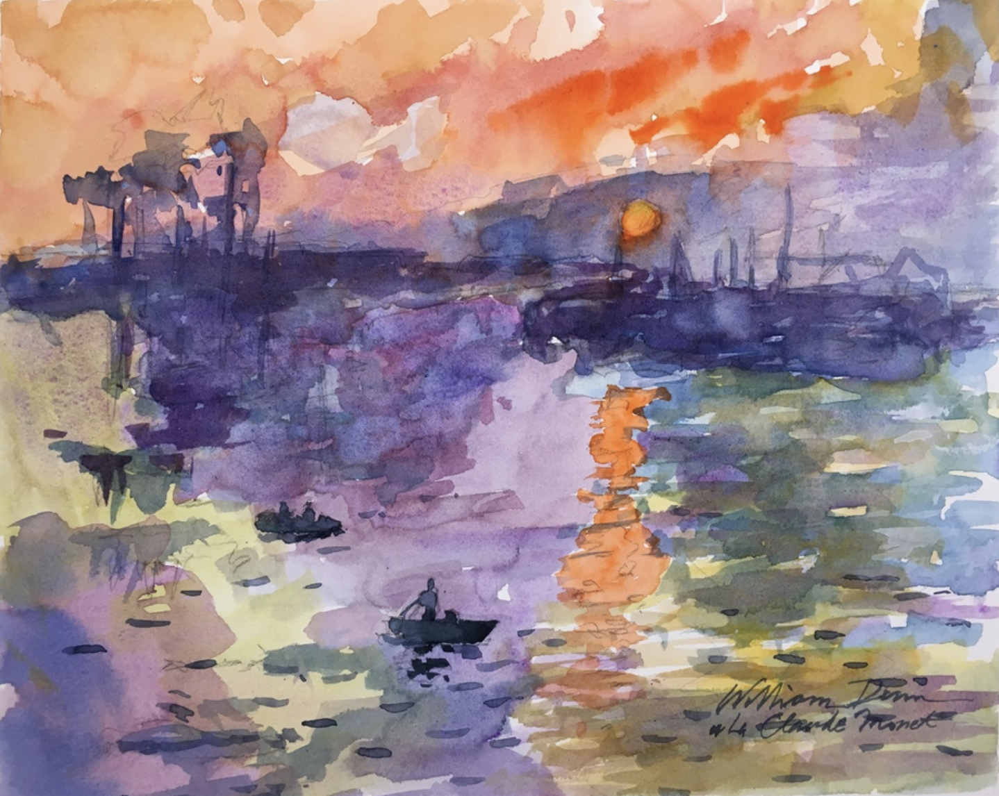 Watercolor Techniques For Copying A Famous Sunrise Painting By Monet
