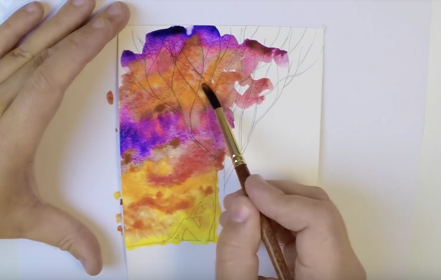 Share 169+ landscape drawing with watercolor best