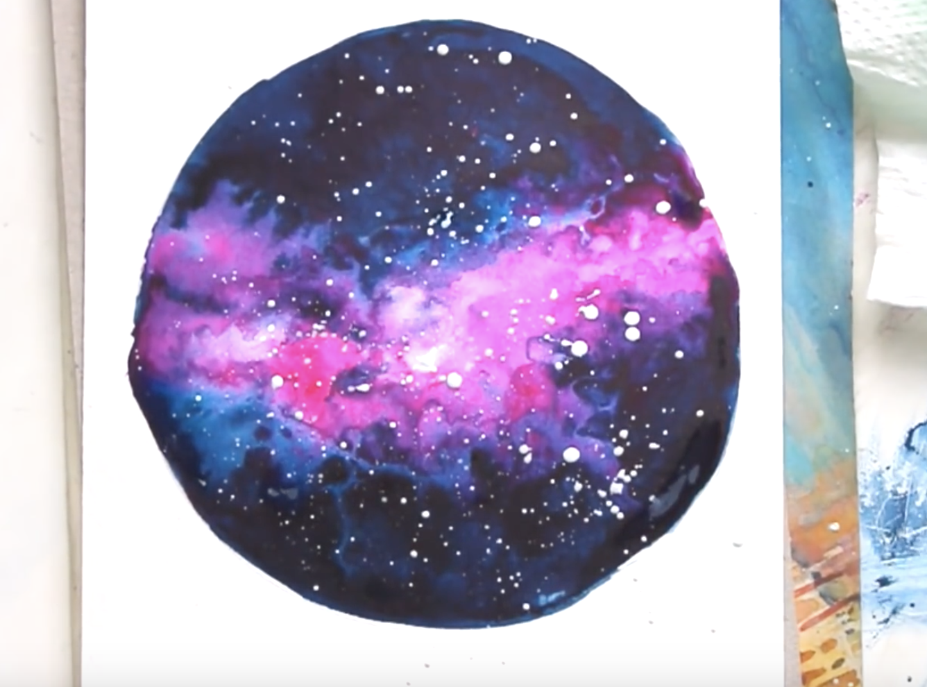 Simple Watercolor Painting Mini Nebulas Using A Variegated Wash Beebly S Watercolor Painting