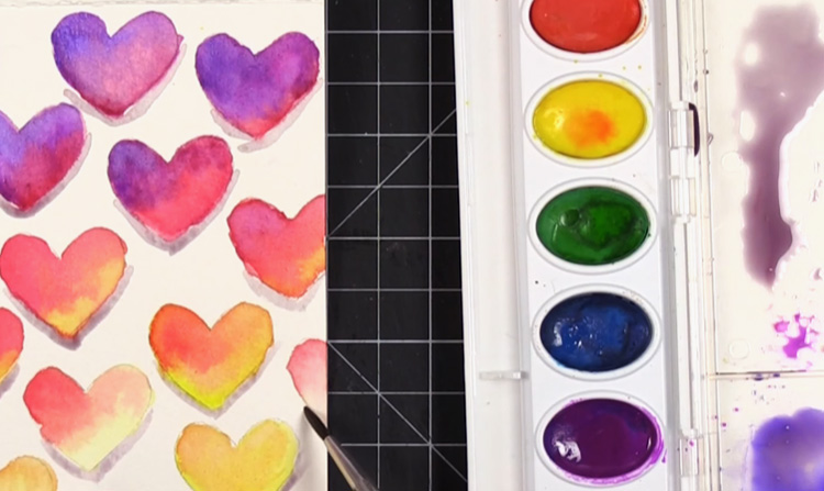 Valentines day crafts: HEART shaped water drops » How to paint watercolor  water drops for beginners 