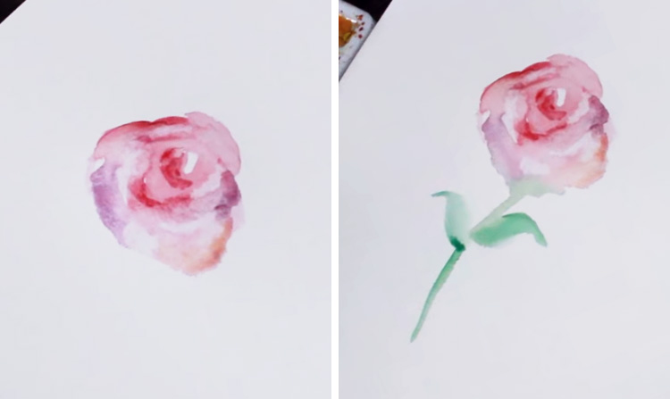 rose watercolor easy