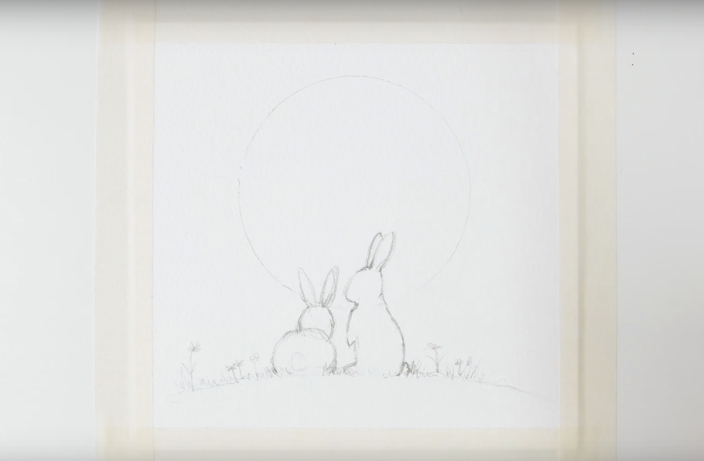 watercolor-painting-ideas-painting-bunny-silhouettes-with-a-full-moon-Step 1
