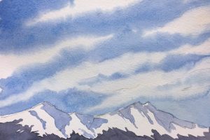 Paint wispy clouds