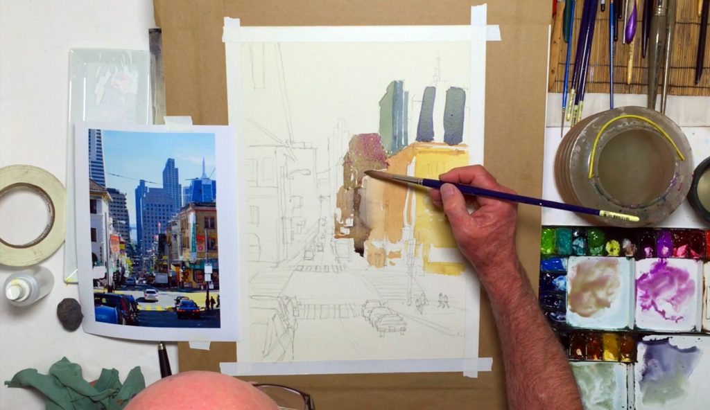 Painting the city landscape base layer