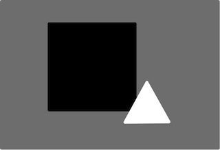 Large Dark Shape, Small Light Shape on Middle Value Background