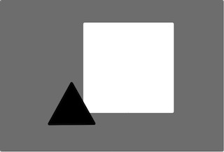 Large Light Shape, Small Dark Shape on Middle Value Background